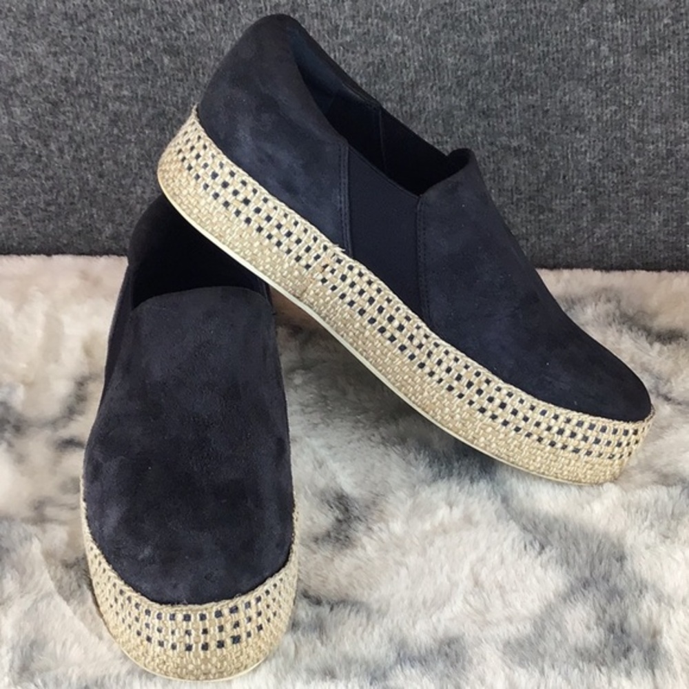 Vince Suede Espadrlle Platform Slip-On Shoes Sz 6.5 M